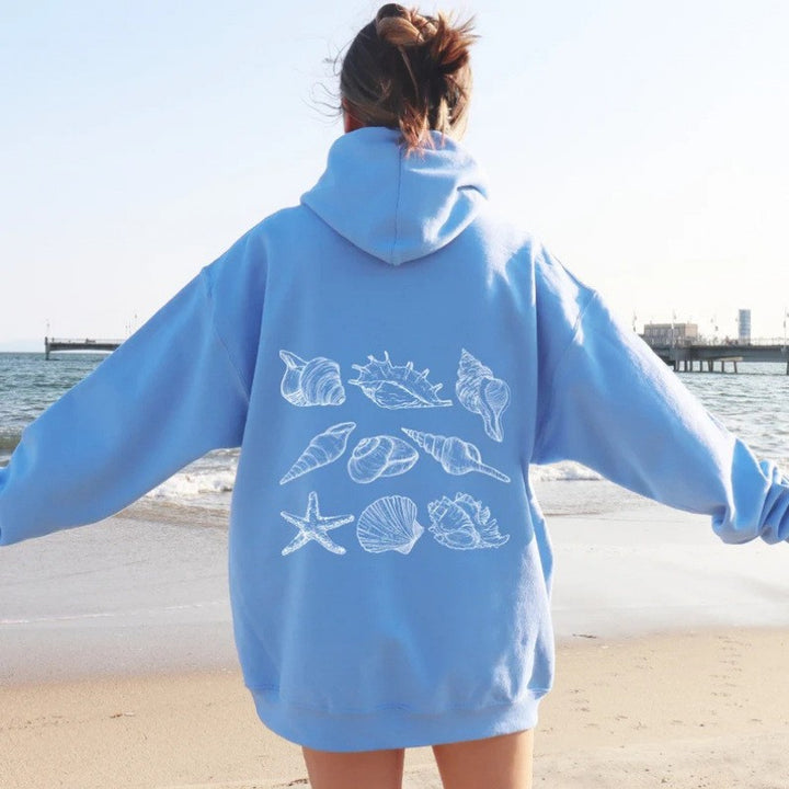 Kvinnor Oversized Hoodie med Maritim Skalsdesign Mirla-Eva Jonsson