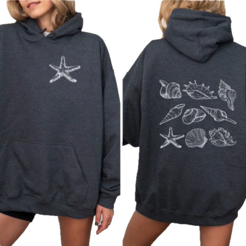 Kvinnor Oversized Hoodie med Maritim Skalsdesign Mirla-Eva Jonsson