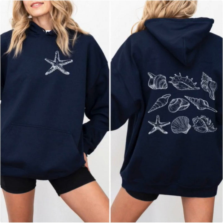 Kvinnor Oversized Hoodie med Maritim Skalsdesign Mirla-Eva Jonsson