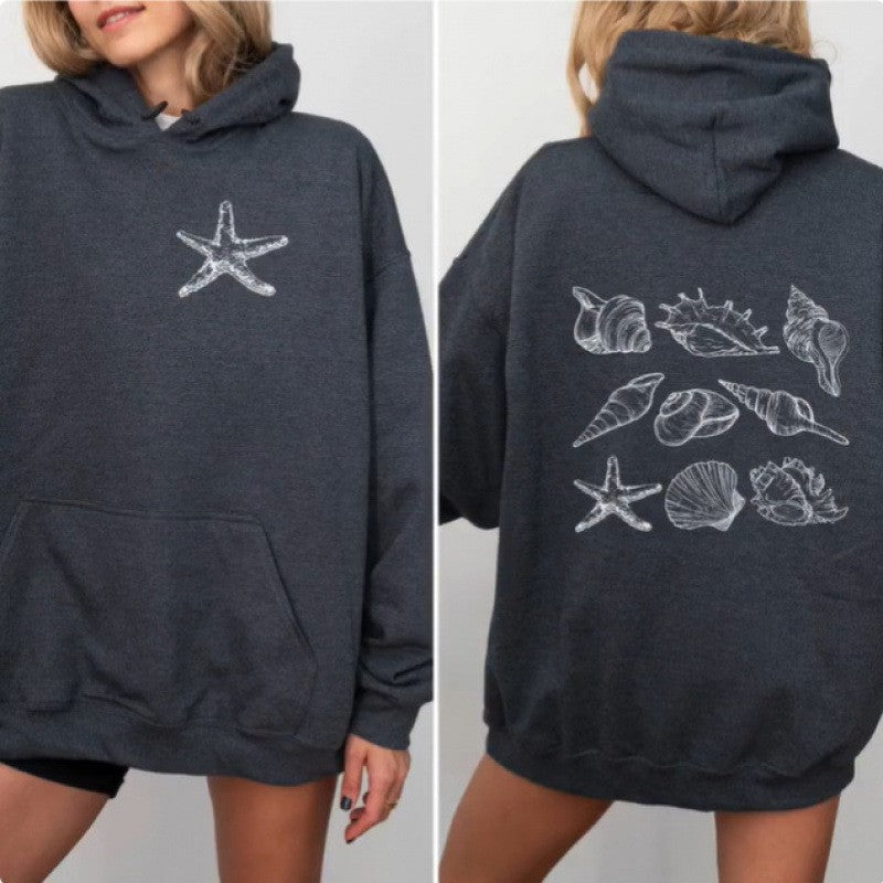 Kvinnor Oversized Hoodie med Maritim Skalsdesign Mirla-Eva Jonsson