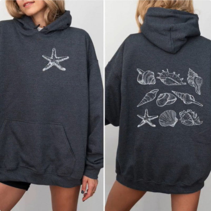 Kvinnor Oversized Hoodie med Maritim Skalsdesign Mirla-Eva Jonsson
