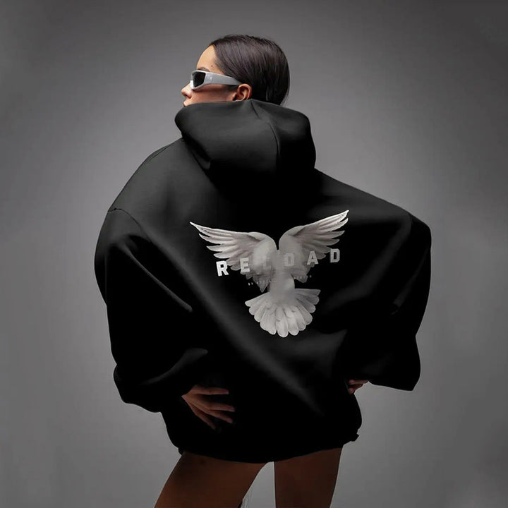 Kvinnor Oversized Hoodie med iögonfallande ryggtryck Mirla-Eva Jonsson