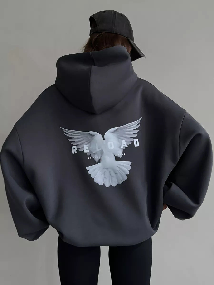 Kvinnor Oversized Hoodie med iögonfallande ryggtryck Mirla-Eva Jonsson