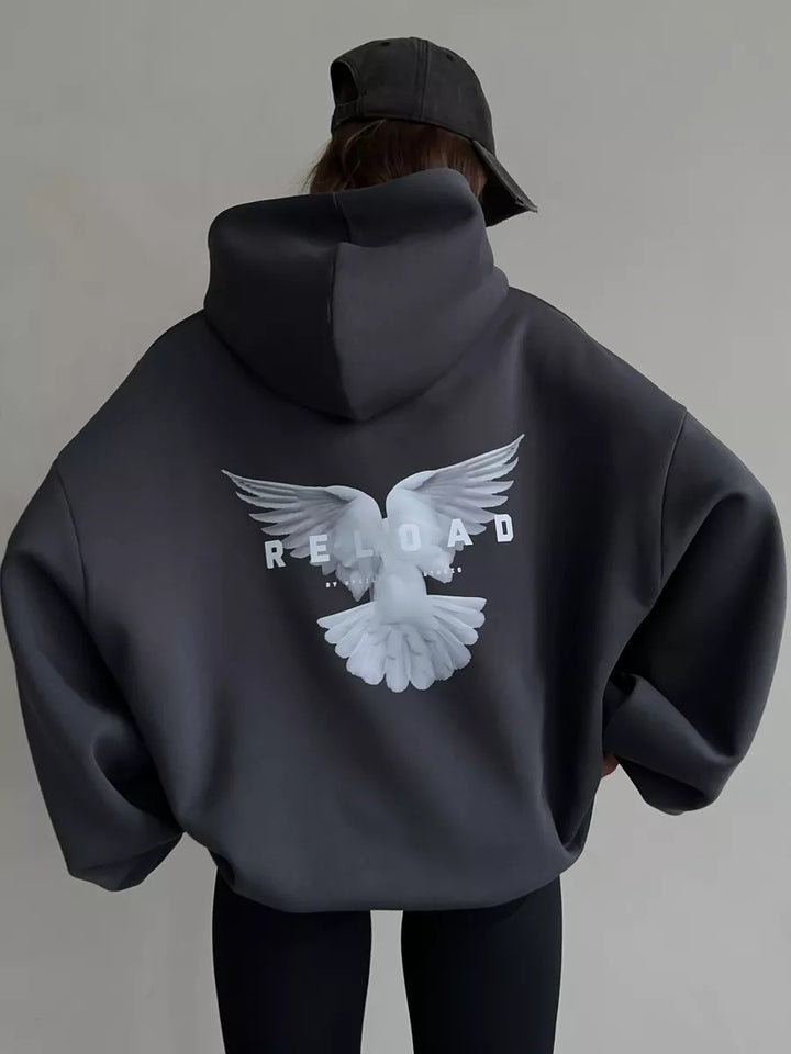 Kvinnor Oversized Hoodie med iögonfallande ryggtryck Mirla-Eva Jonsson