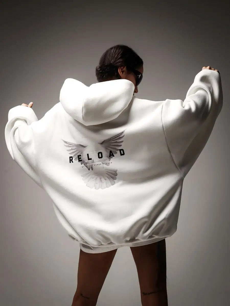 Kvinnor Oversized Hoodie med iögonfallande ryggtryck Mirla-Eva Jonsson