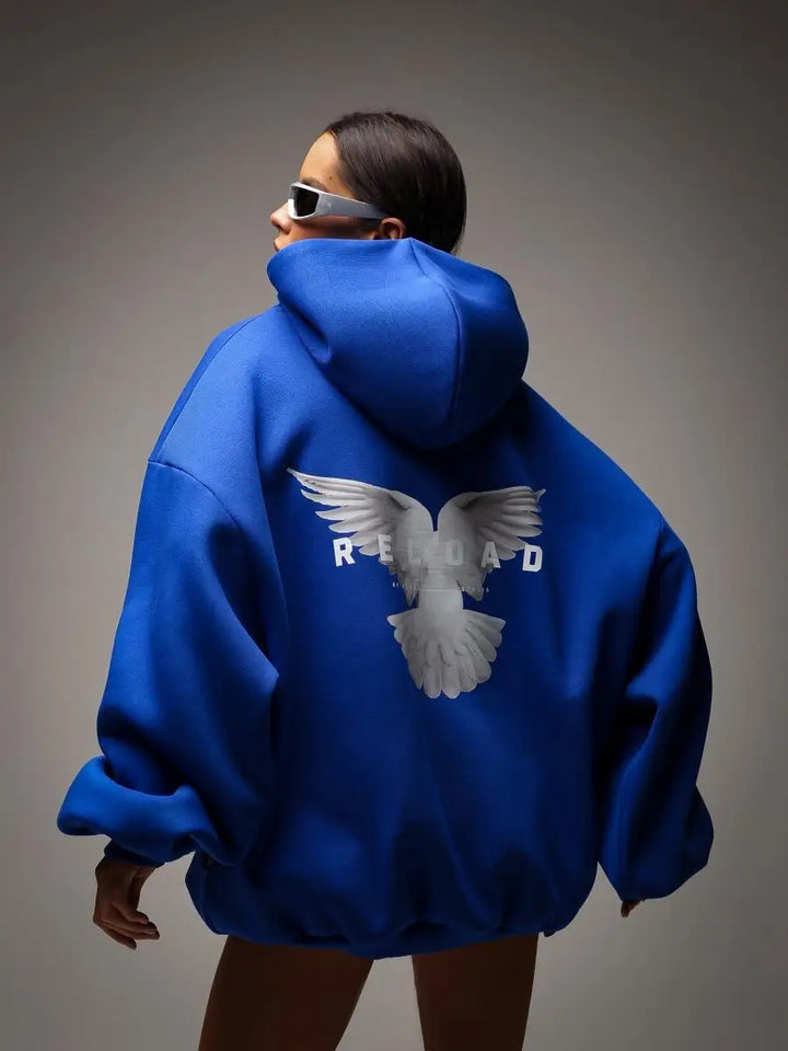 Kvinnor Oversized Hoodie med iögonfallande ryggtryck Mirla-Eva Jonsson