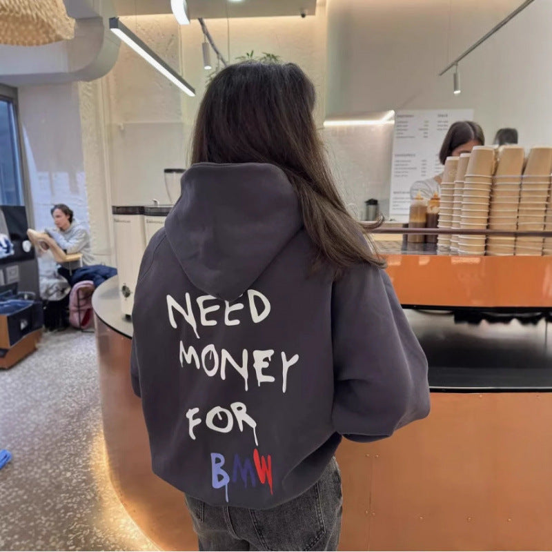 Kvinnor Oversized Hoodie med stiliga bokstäver Mirla-Eva Jonsson
