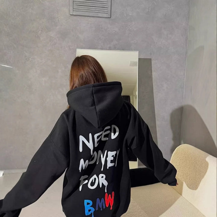 Kvinnor Oversized Hoodie med stiliga bokstäver Mirla-Eva Jonsson