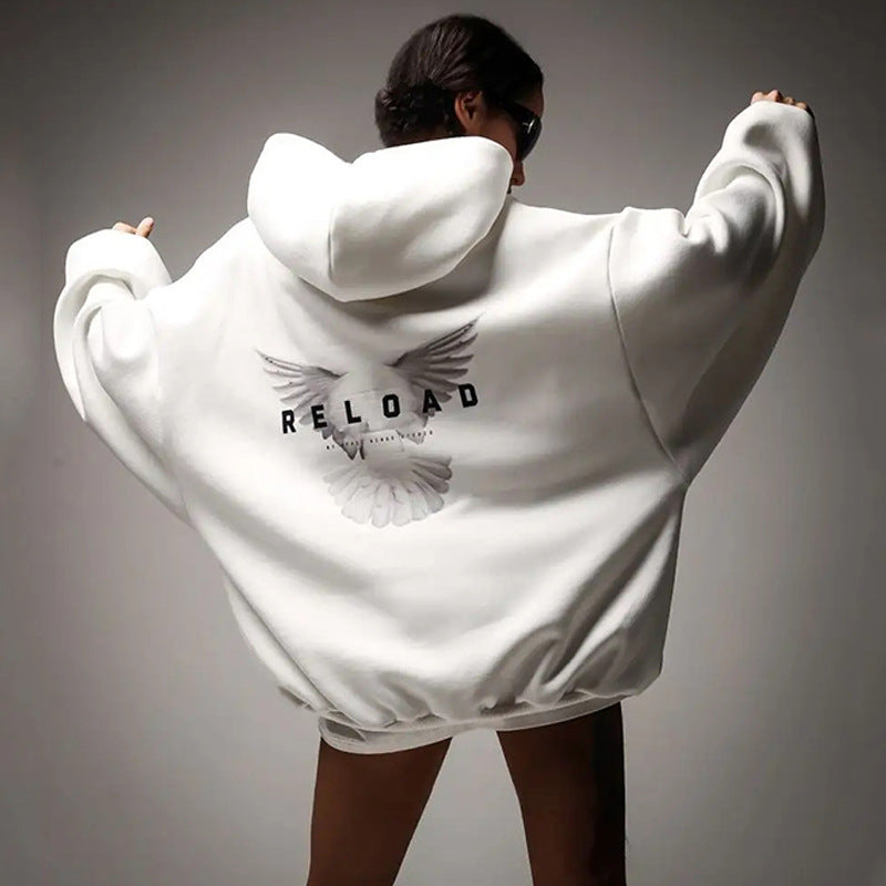 Kvinnor Oversized Huva Sweatshirt med Moderna Grafiker Mirla-Eva Jonsson