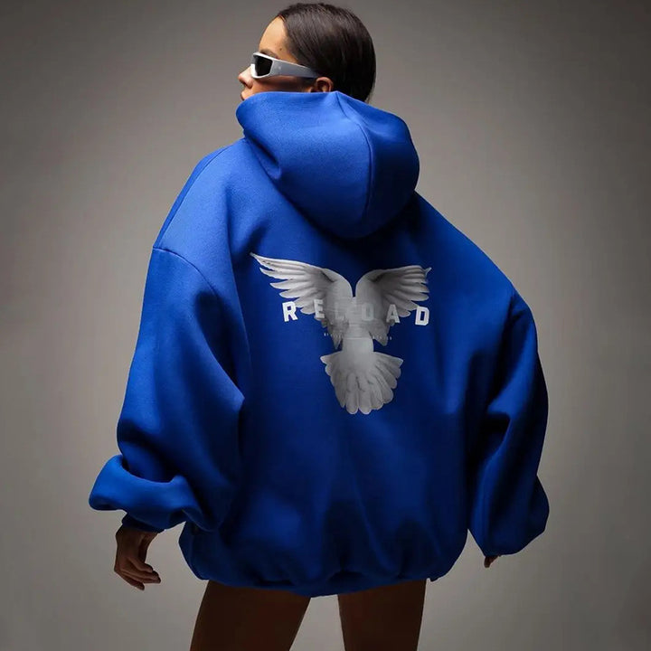 Kvinnor Oversized Huva Sweatshirt med Moderna Grafiker Mirla-Eva Jonsson