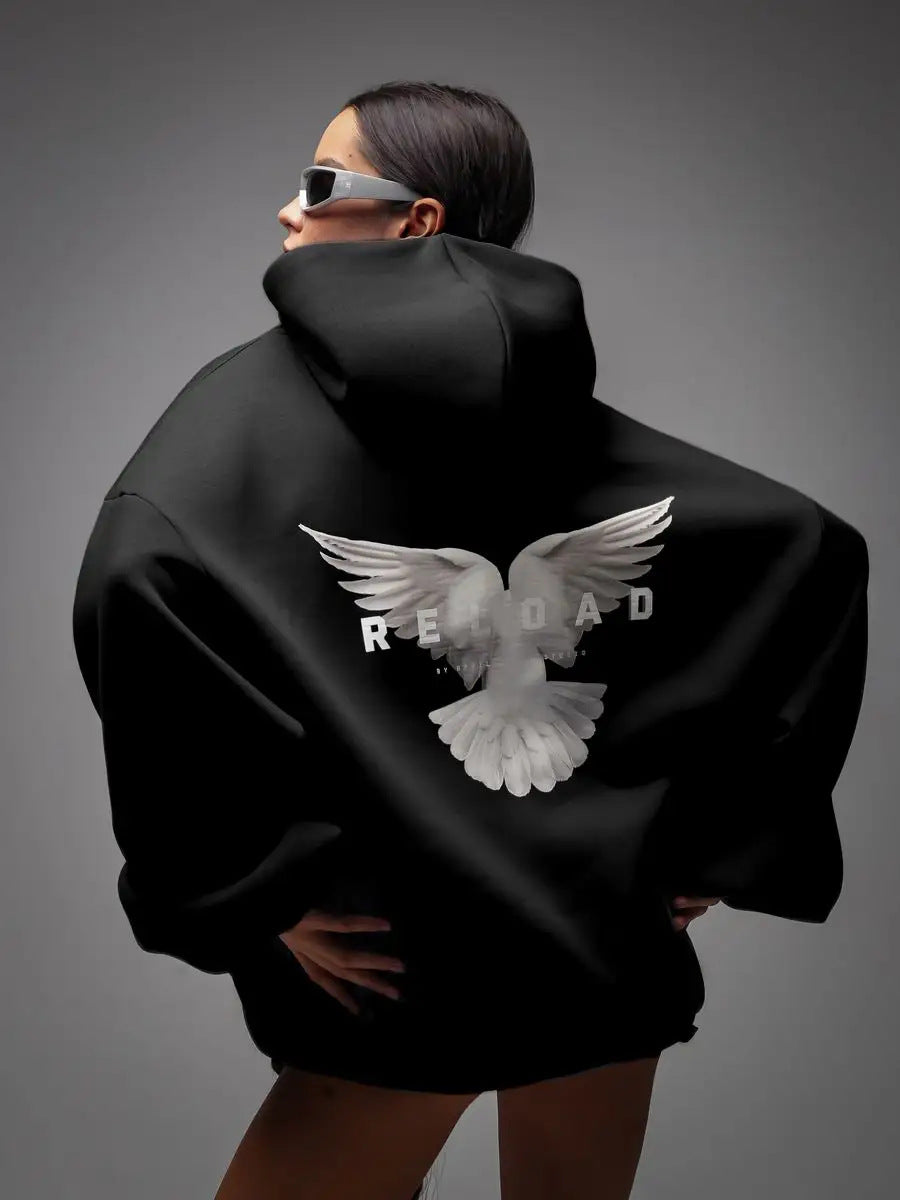 Kvinnor Oversized Huva Sweatshirt med Moderna Grafiker Mirla-Eva Jonsson