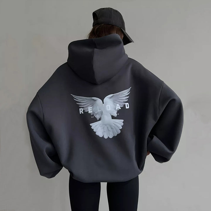 Kvinnor Oversized Huva Sweatshirt med Moderna Grafiker Mirla-Eva Jonsson