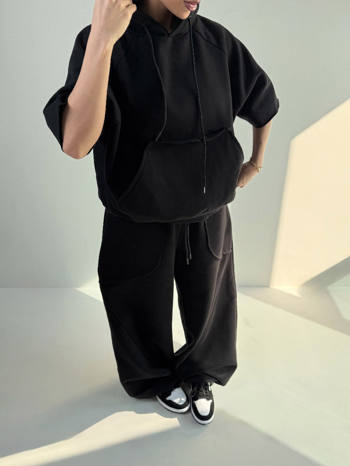 Kvinnor Oversized Huva Tröja med Känguruficka och Elastisk Hems Mirla-Eva Jonsson