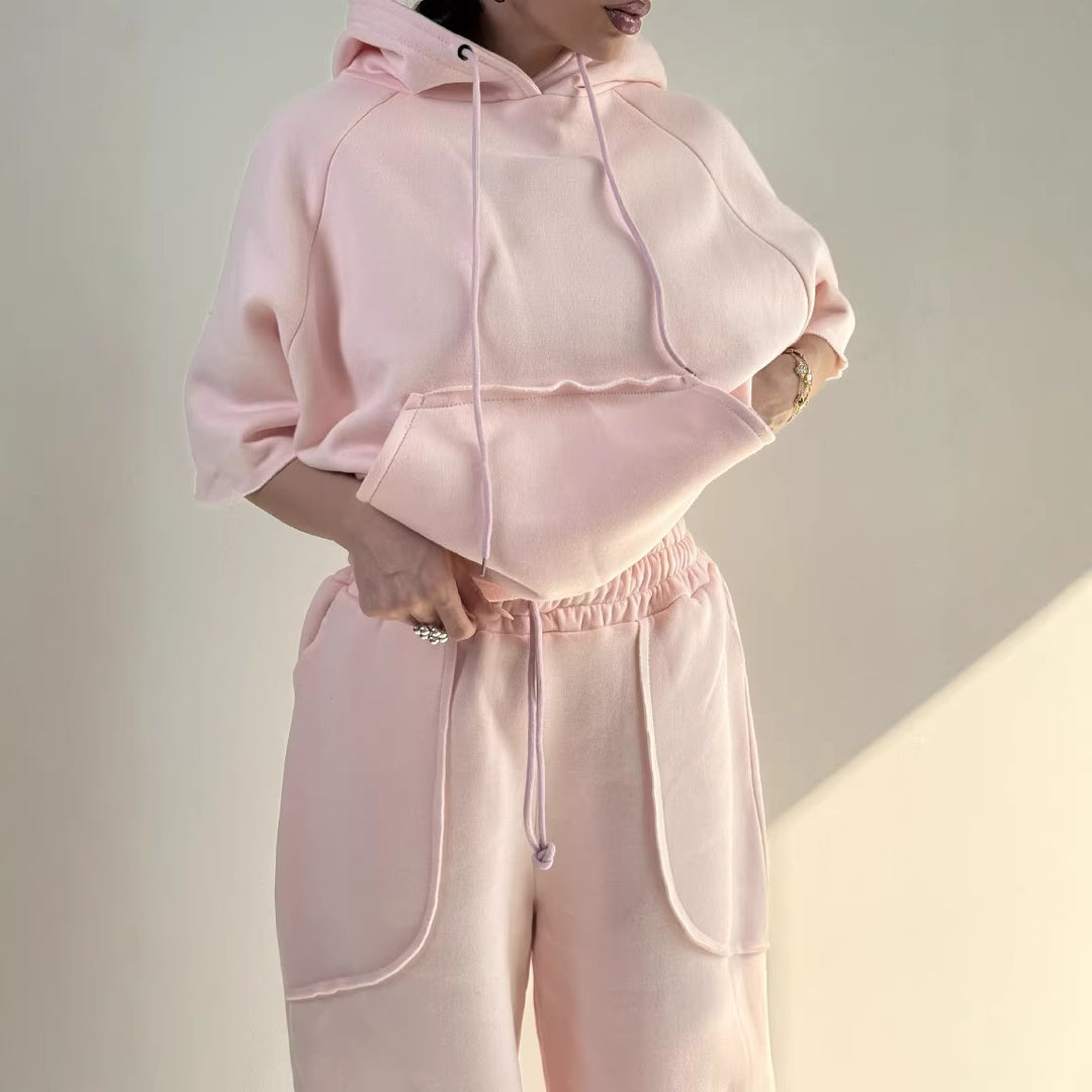 Kvinnor Oversized Huva Tröja med Känguruficka och Elastisk Hems Mirla-Eva Jonsson