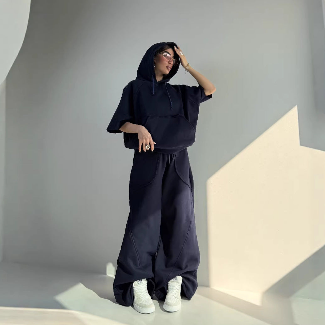 Kvinnor Oversized Huva Tröja med Känguruficka och Elastisk Hems Mirla-Eva Jonsson