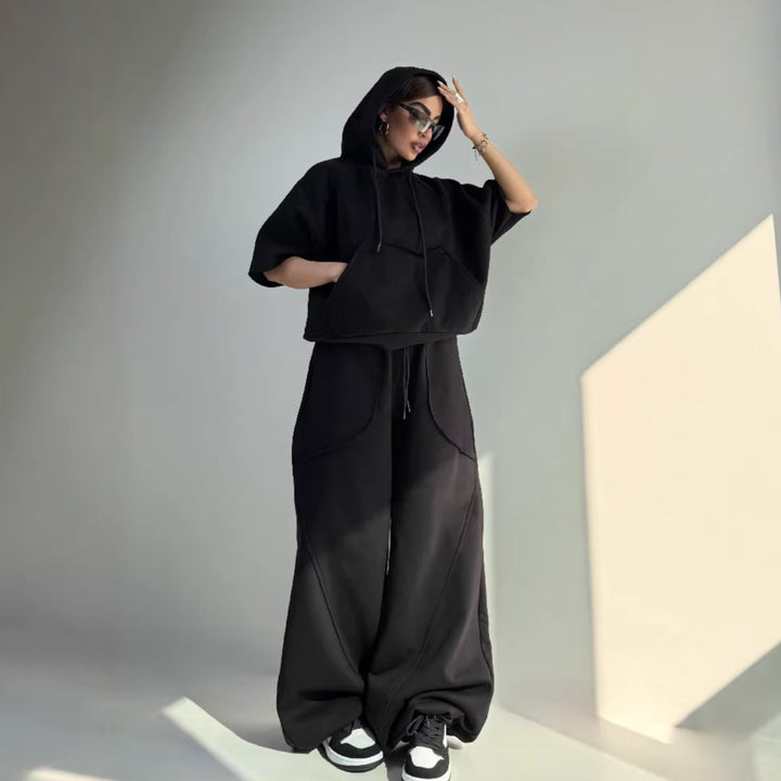 Kvinnor Oversized Huva Tröja med Känguruficka och Elastisk Hems Mirla-Eva Jonsson