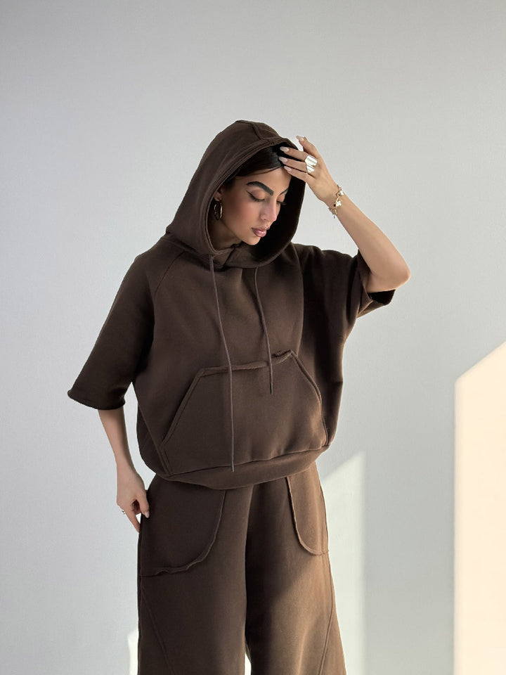 Kvinnor Oversized Huva Tröja med Känguruficka och Elastisk Hems Mirla-Eva Jonsson