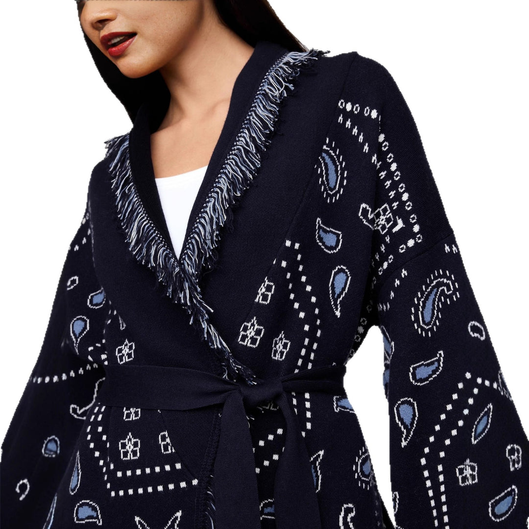 Kvinnor Oversized Kimono-väst med raffinerade fransar och färgglad paisleymönster Mirla-Eva Jonsson