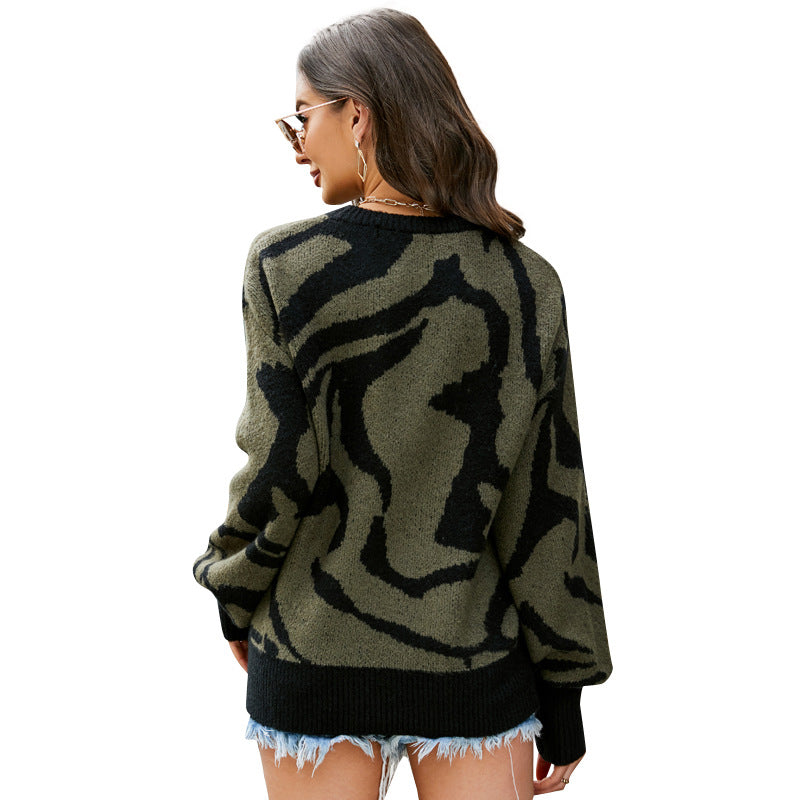 Kvinnor Oversized Pullover med djurtryck Mirla-Eva Jonsson