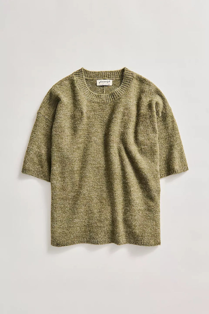 Kvinnor Oversized Sweater med Eleganta Nätärmar och Delikat Broderimönster Mirla-Eva Jonsson