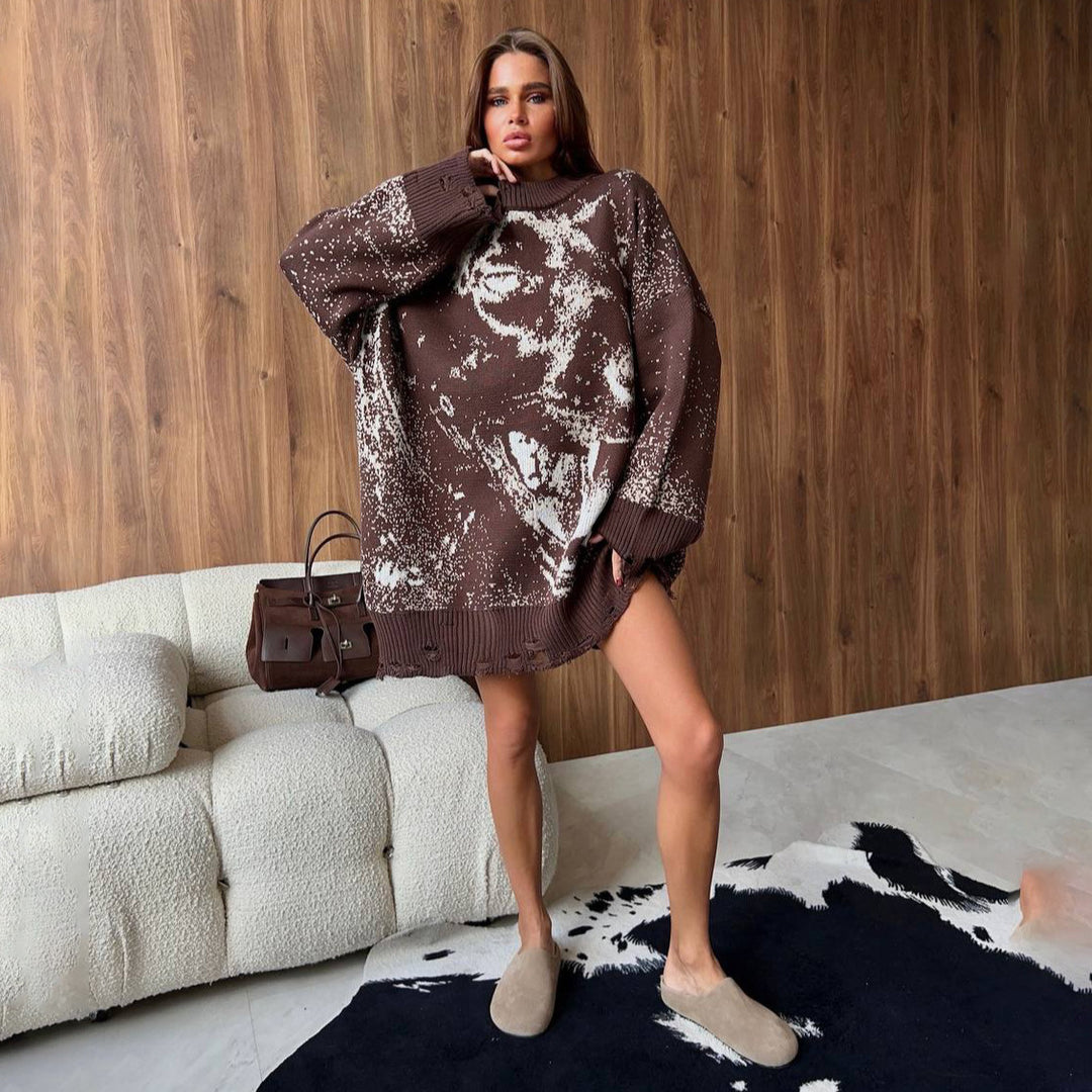 Kvinnor Oversized Sweater med Kreativ Gradient Mirla-Eva Jonsson
