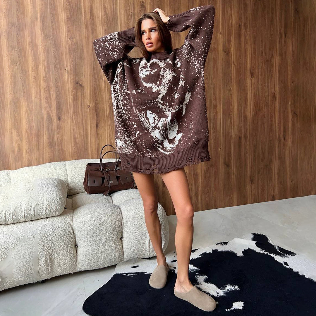 Kvinnor Oversized Sweater med Kreativ Gradient Mirla-Eva Jonsson