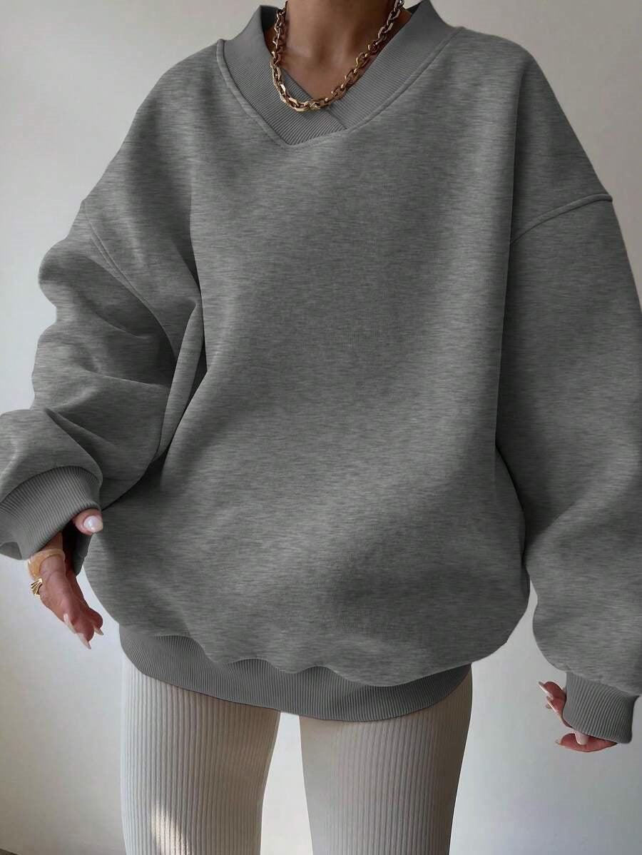 Kvinnor Oversized Sweatshirt med V-Hals Mirla-Eva Jonsson