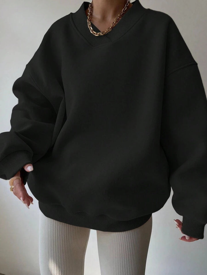 Kvinnor Oversized Sweatshirt med V-Hals Mirla-Eva Jonsson