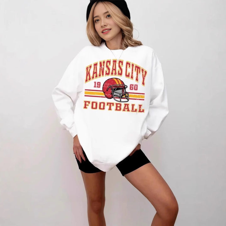 Kvinnor Oversized Sweatshirt med nostalgisk fotbollsdesign Mirla-Eva Jonsson