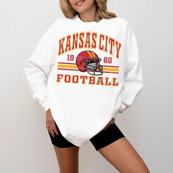 Kvinnor Oversized Sweatshirt med nostalgisk fotbollsdesign Mirla-Eva Jonsson