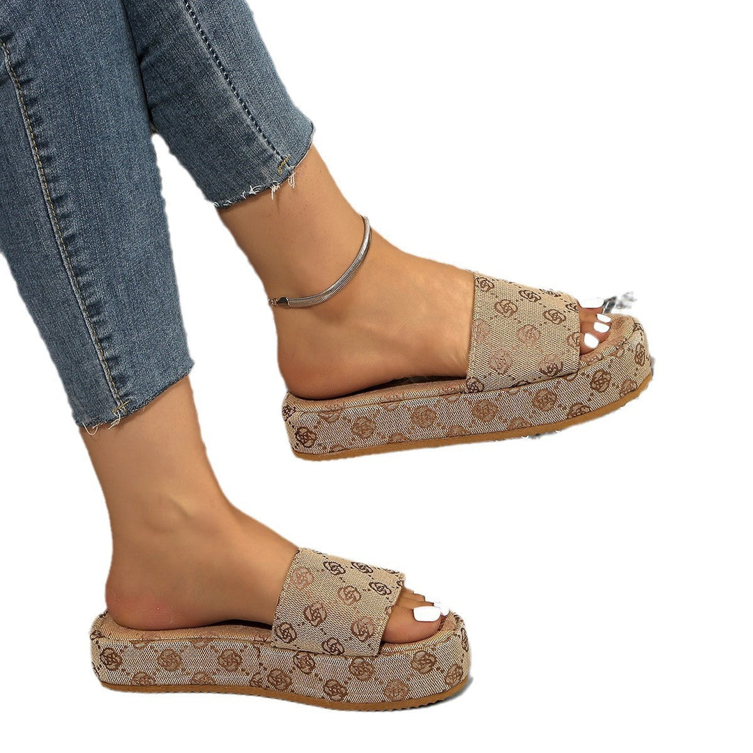 Kvinnor Plattform Rutsch Sandaler med Stilren Grafiktryck Mirla-Eva Jonsson