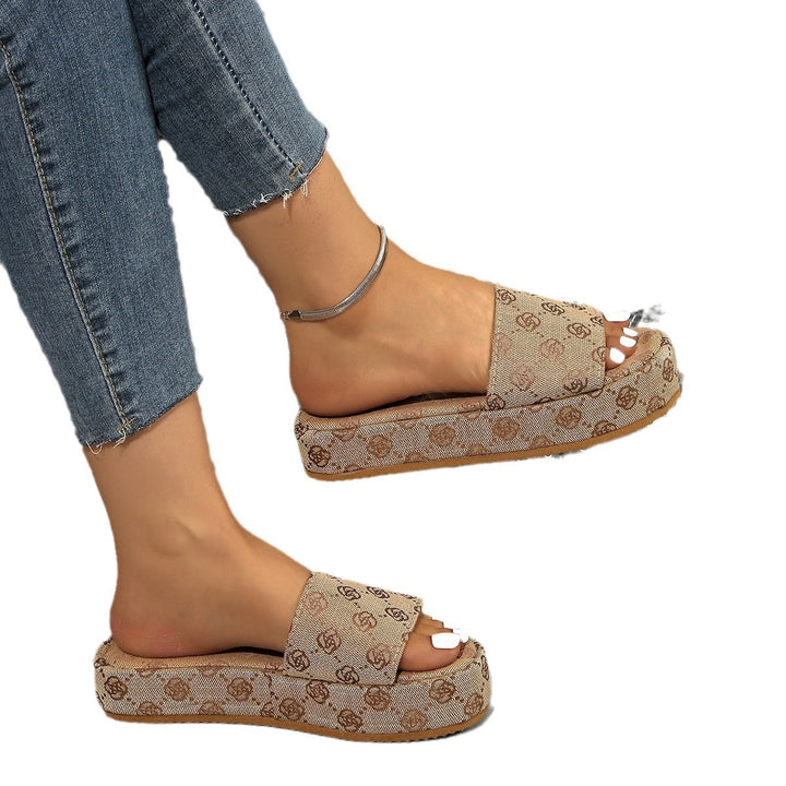 Kvinnor Plattform Rutsch Sandaler med Stilren Grafiktryck Mirla-Eva Jonsson