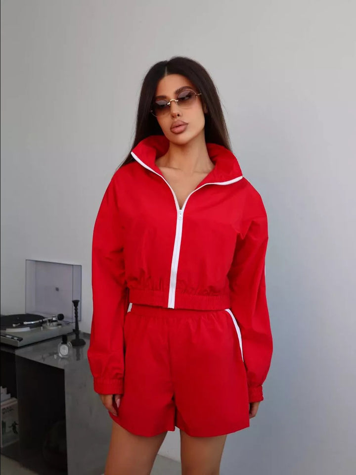 Kvinnor Sportig Kort Jacka och Shorts Set Mirla-Eva Jonsson