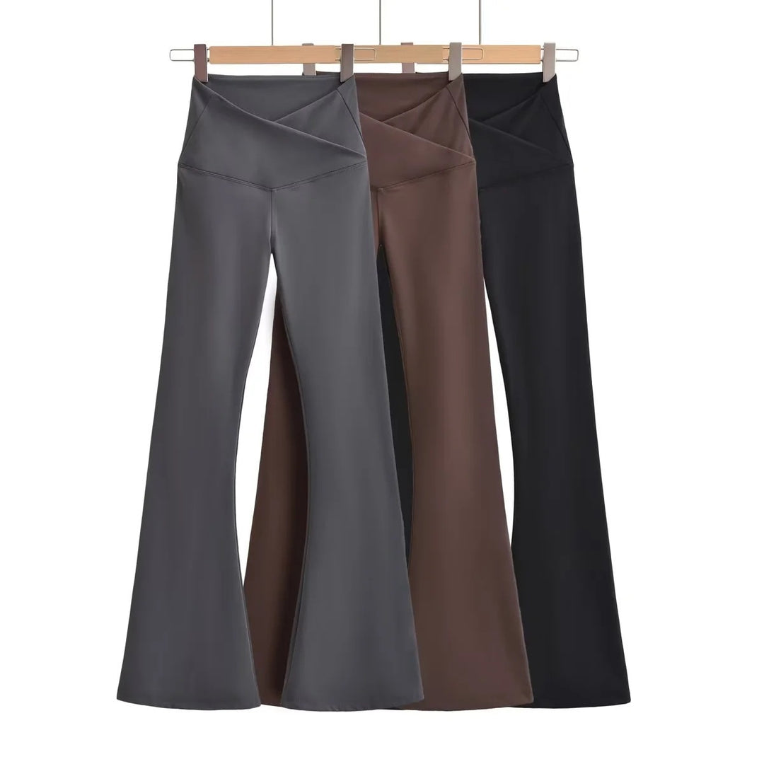 Kvinnor Svirvlande Leggings med Hög Midja och Elegant Wrap Look Mirla-Eva Jonsson