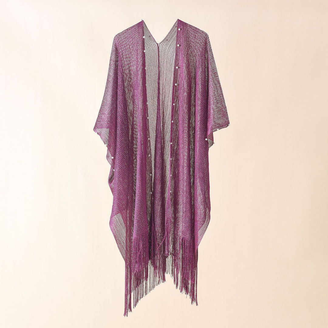 Kvinnor Transparent Kaftan med Fransiga Kanter och Elegant Design Mirla-Eva Jonsson