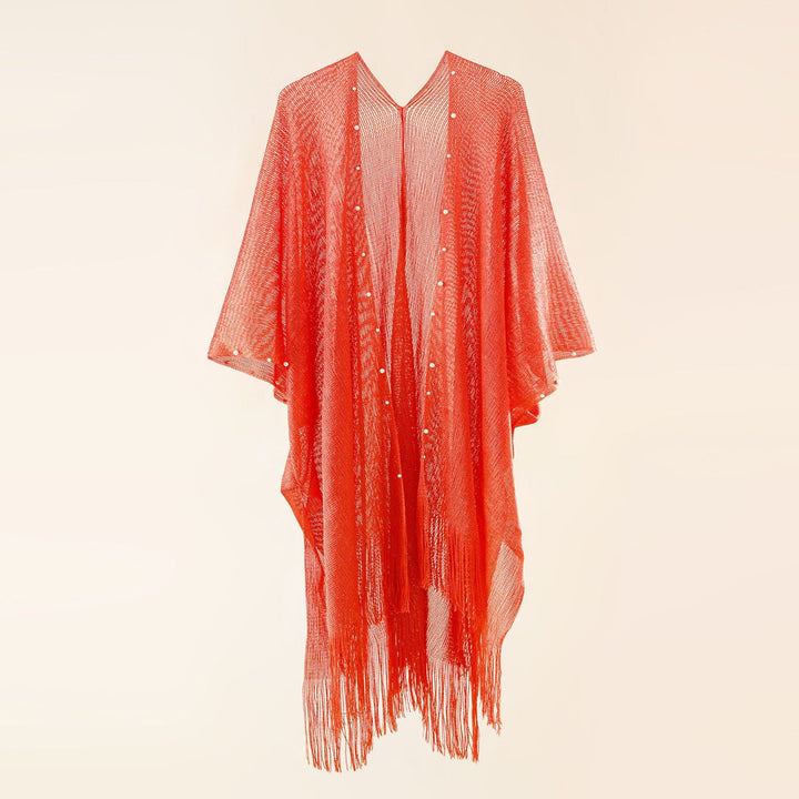 Kvinnor Transparent Kaftan med Fransiga Kanter och Elegant Design Mirla-Eva Jonsson