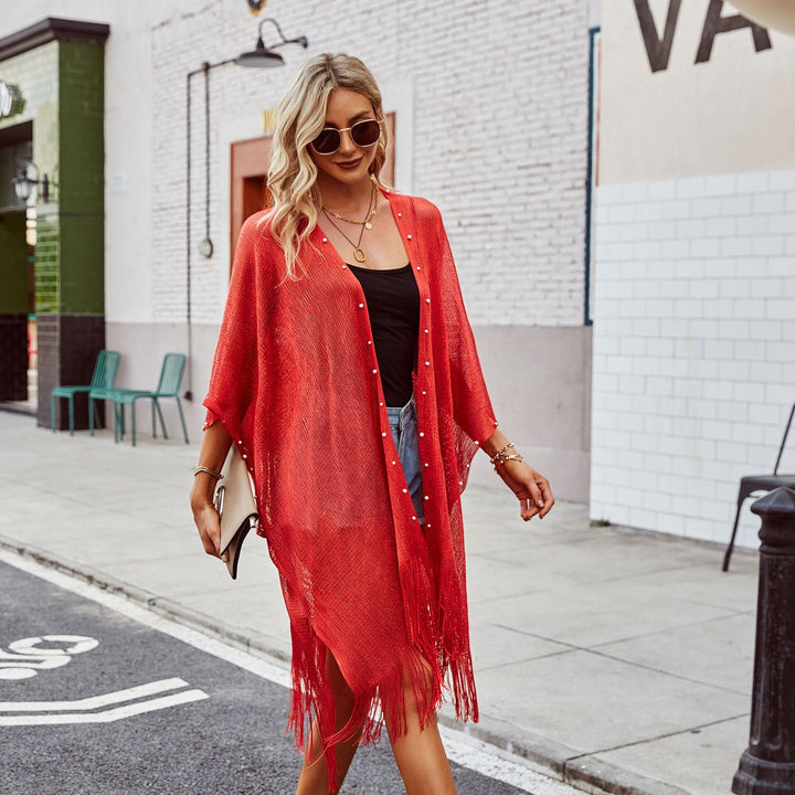 Kvinnor Transparent Kaftan med Fransiga Kanter och Elegant Design Mirla-Eva Jonsson