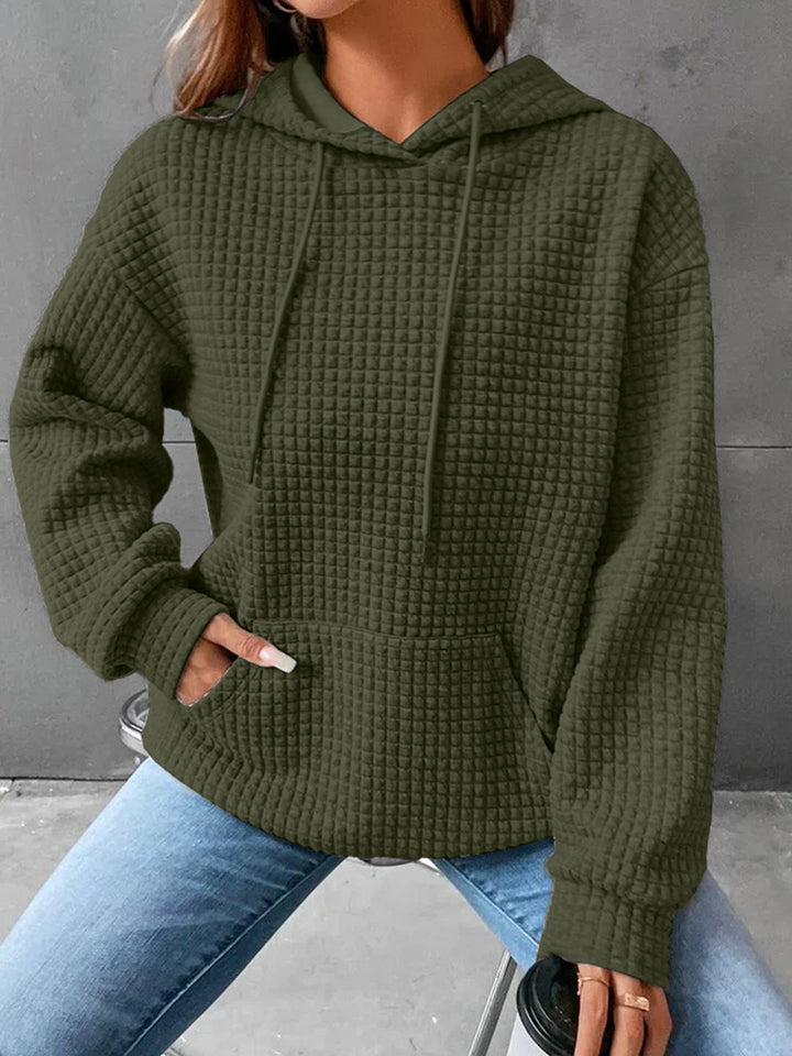 Kvinnor Vaffelstruktur Hoodie med Kängurufick och Avslappnad Snitt Mirla-Eva Jonsson