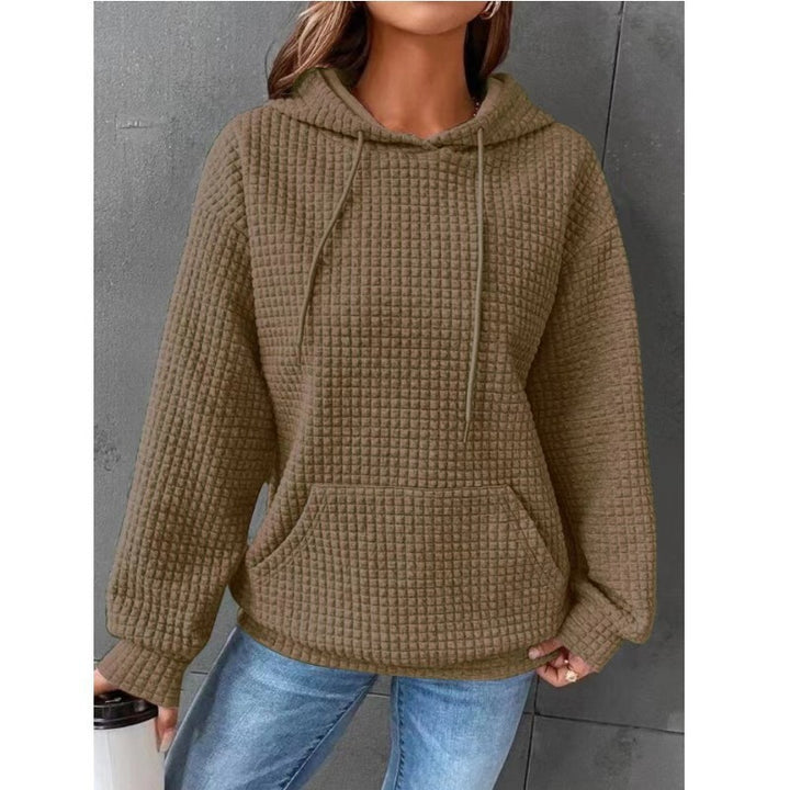 Kvinnor Vaffelstruktur Hoodie med Kängurufick och Avslappnad Snitt Mirla-Eva Jonsson