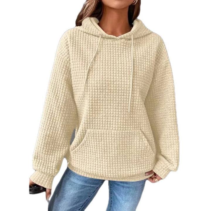 Kvinnor Vaffelstruktur Hoodie med Kängurufick och Avslappnad Snitt Mirla-Eva Jonsson