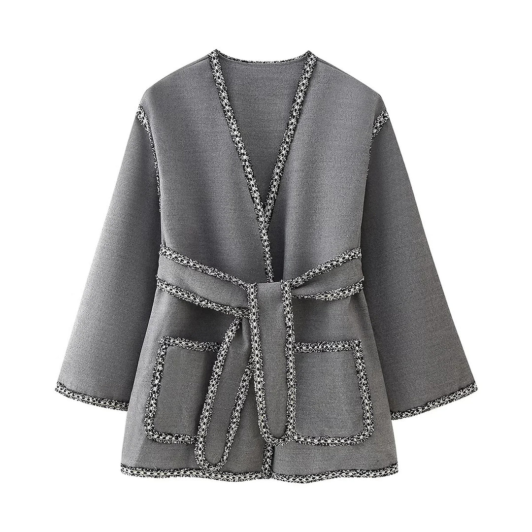 Kvinnor avslappnad cardigan med praktiska fickor och elegant snörning Mirla-Eva Jonsson
