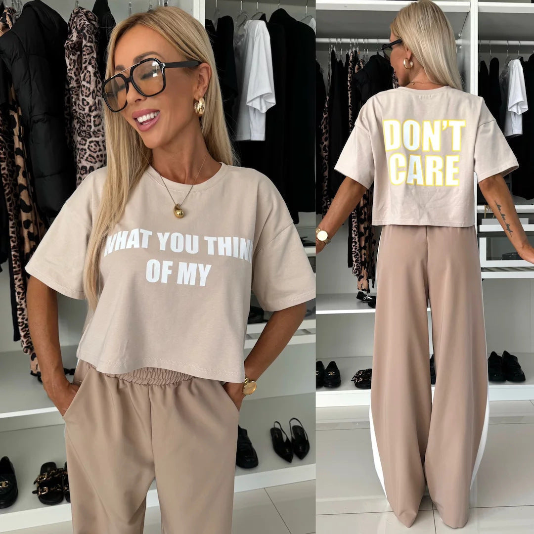 Kvinnor avslappnad crop top och vida jogger byxor set Mirla-Eva Jonsson