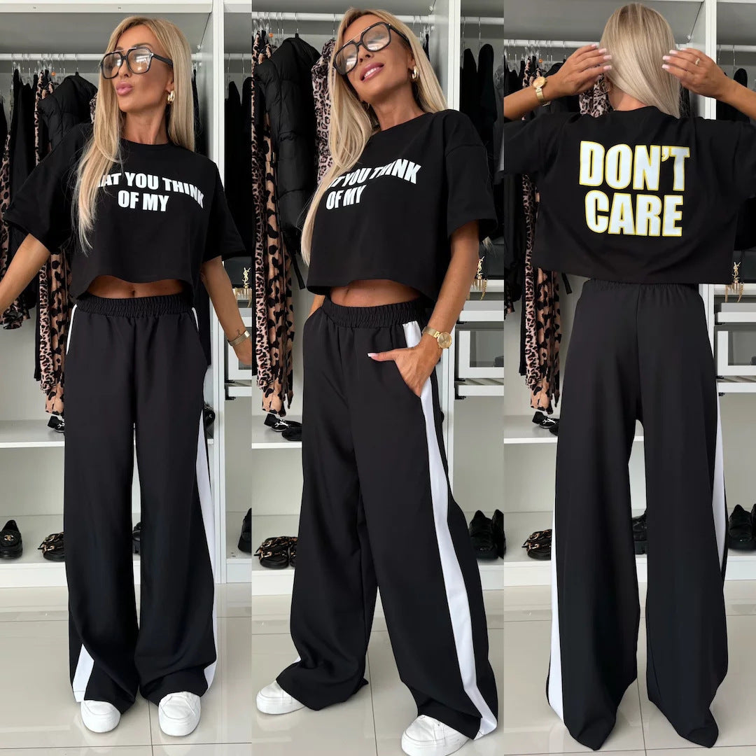 Kvinnor avslappnad crop top och vida jogger byxor set Mirla-Eva Jonsson
