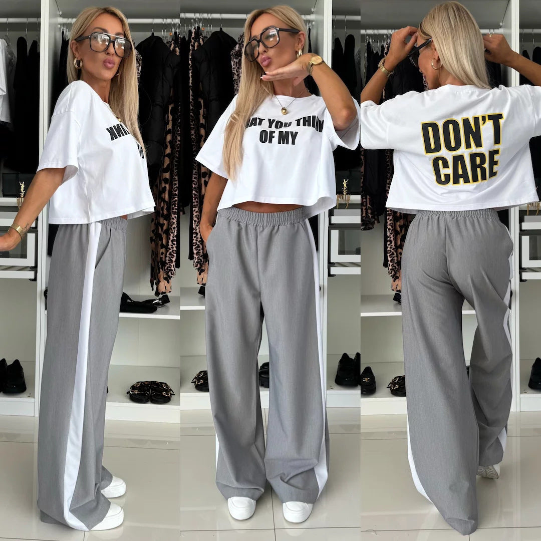Kvinnor avslappnad crop top och vida jogger byxor set Mirla-Eva Jonsson