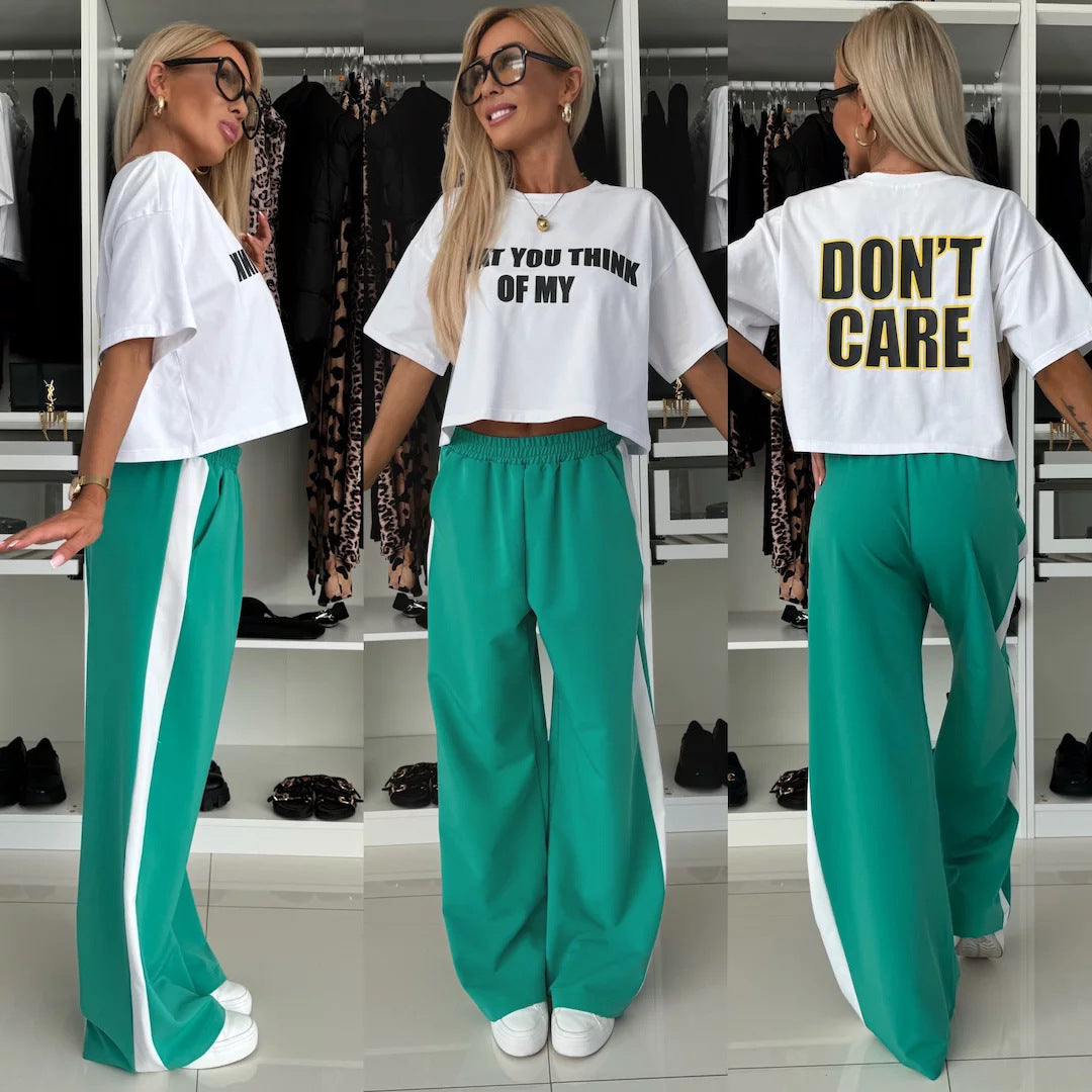 Kvinnor avslappnad crop top och vida jogger byxor set Mirla-Eva Jonsson