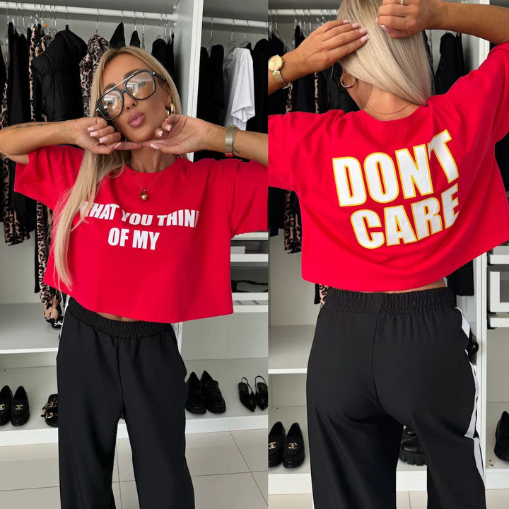 Kvinnor avslappnad crop top och vida jogger byxor set Mirla-Eva Jonsson