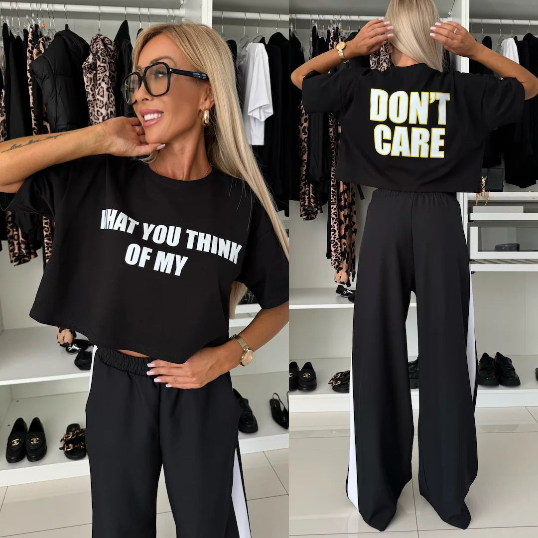 Kvinnor avslappnad crop top och vida jogger byxor set Mirla-Eva Jonsson