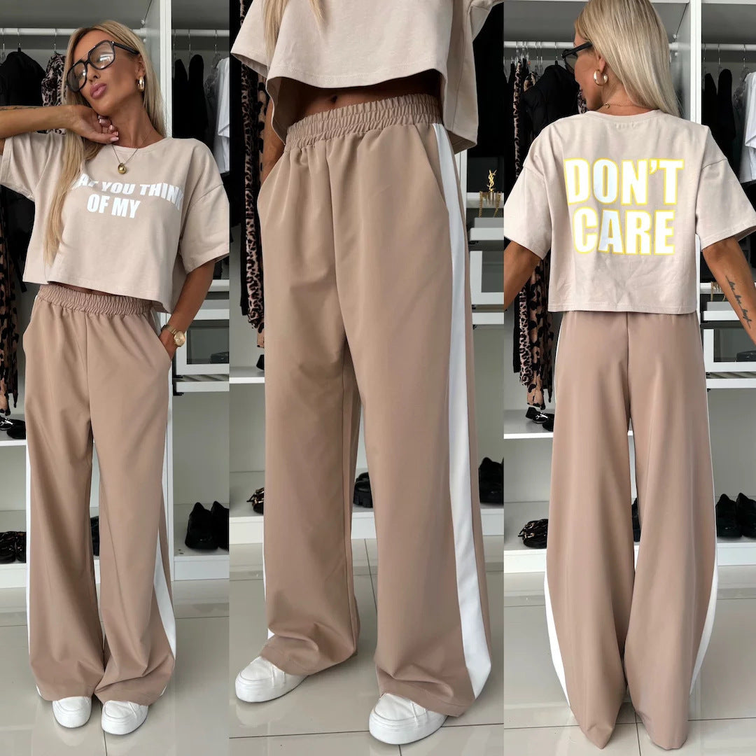 Kvinnor avslappnad crop top och vida jogger byxor set Mirla-Eva Jonsson