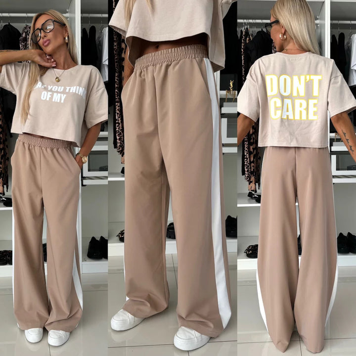 Kvinnor avslappnad crop top och vida jogger byxor set Mirla-Eva Jonsson