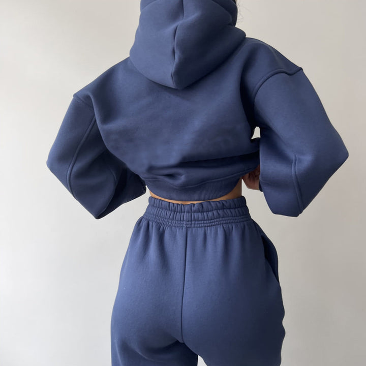 Kvinnor avslappnad kort hoodie och joggingbyxor set Eva Jonsson-Eva Jonsson